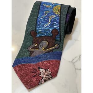 Vintage The Beatles Waking Up Silk Tie 57.5 x 4 Morning Alarm Clock Bed Sleep